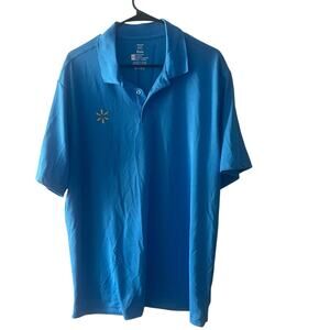 Walmart Polo Shirt Mens XL Blue Short Sleeve Stretch Polyester Workwear